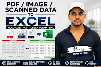 convert PDF image or scanned data to excel