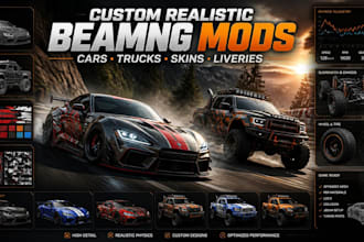 custom realistic beamng drive vehicle mod, car, skin, truck, livery