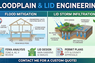 engineer floodplain elevation flood mitigation and lid storm infiltration design