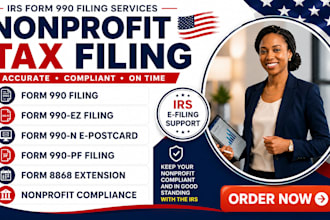 prepare and file all nonprofit irs form 990 series and form 8868
