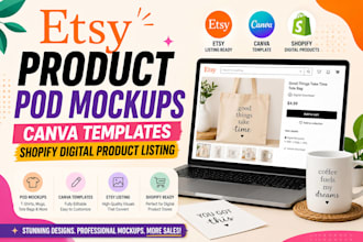 design etsy product pod mockups canva template shopify digital product listing