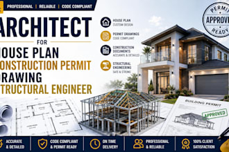 be your architect for house plan construction permit drawing structural engineer