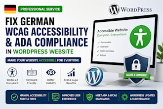 fix german wcag accessibility ada compliance in  wordpress website for security