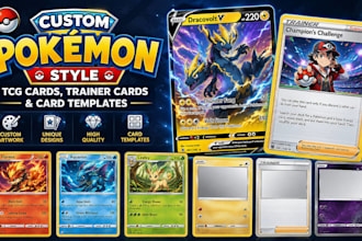design custom pokemon style tcg cards trainer cards and card templates