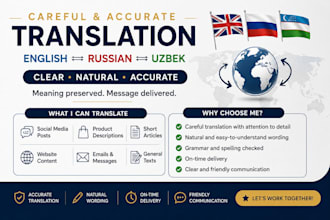 translate english russian and uzbek texts