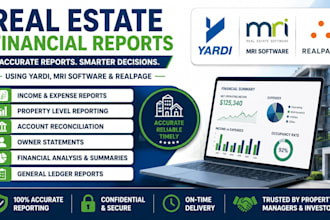 handle real estate financial reports using yardi, mri software, and realpage