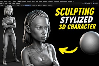 sculpt realistic and stylized 3d character in blender and zbrush