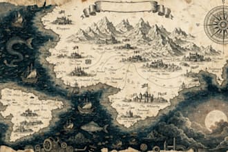 illustrate medieval fantasy and sci fi maps