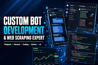 develop telegram trading bot discord bot python script web scraping ai automatio