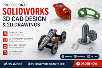do 3d cad design, 3d product design in solidworks and catia