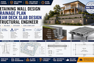retaining wall design, drainage plan beam deck slab design structural engineer