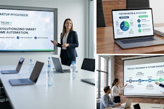 design powerpoint pitch deck and presentation slides