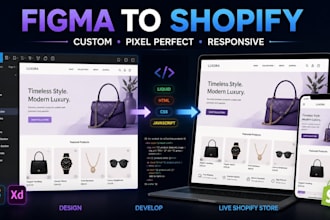 convert figma or adobe xd design into a custom shopify theme