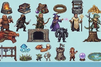 create custom pixel art character, sprite, game avatar and 2d pixel art