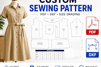 create custom sewing patterns with grading in PDF and dxf