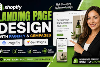 design shopify landing page with pagefly and gempages