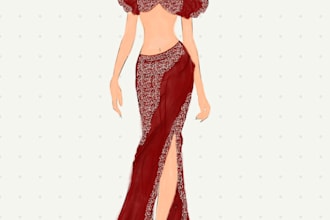 draw digital fashion illustrations and clothing sketches
