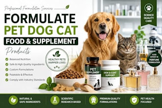 formulate pet dog cat food and supplement products
