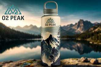 design gym water bottle and sports bottle label packaging