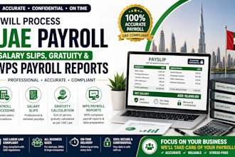process uae payroll salary slips gratuity and wps payroll reports