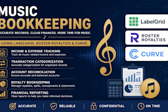 do music bookkeeping using labelgrid, roster royalties and curve