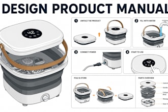 design product manuals with step by step guides and product instruction manual