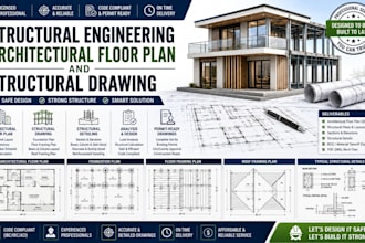 civil and structural engineering architectural floor plan and structural drawing