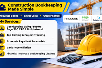 provide construction bookkeeping using procore, sage 300 cre, and buildertrend