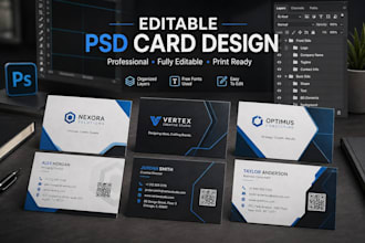 create editable PSD templates for business cards, badges