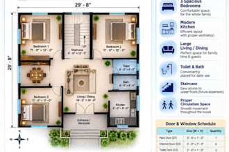 design 2d floor plan for residential building in autocad