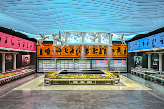 design 3d strip plaza, grocery store interior, shopping mall, supermarket render