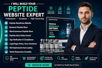 build peptide wordpress website, research peptide store