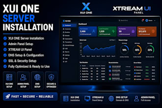 do xui one server installation, admin panel setup, xtream ui panel, dns setup