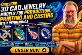 3d cad jewelry models for production, printing and casting with renderings