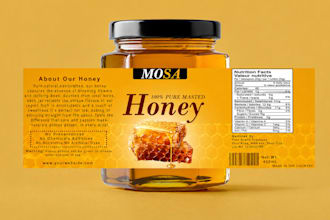 design premium raw honey jar label, organic honey packaging