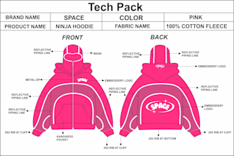 design a professional clothing tech pack for production