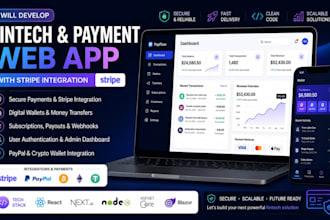 develop a payment web app, fintech app and stripe integration
