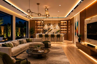 create realistic interior design, exterior and lighting design