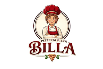 design a custom mascot logo for pizzeria and restaurant