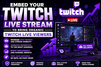 embed your twitch live stream to attract organic live viewers and engagements