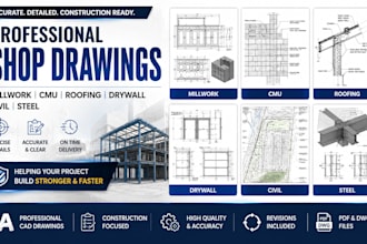 design millwork, cmu, roofing, drywall, civil, steel shop drawings