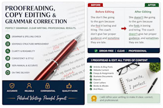 proofread and correct your english grammar and spelling