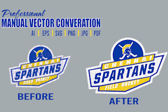 do manual vector conversion, raster image to print ready art