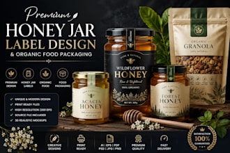 design premium honey jar labels and organic food packaging