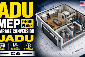 create adu mep permit plans garage conversion jadu hvac plumbing electrical ca
