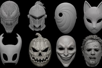 sculpt halloween 3d mask model helmet cosplay design dj mask stl for 3d printing
