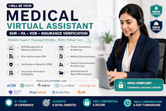 be your medical virtual assistant for ehr pa vob  and insurance verification