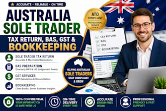 prepare australia sole trader tax return, bas, gst and bookkeeping