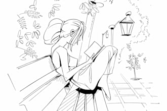draw custom line art vintage hand drawn illustration