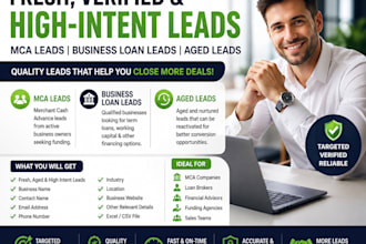 provide fresh mca leads, business loan leads and aged high intent leads